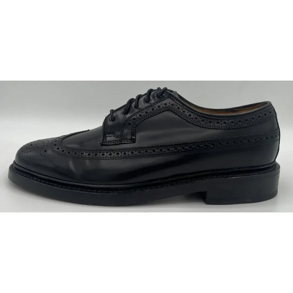 Vtg Florsheim Royal Imperial Black Leather Wingtip Derby Dress Shoes Size 6.5 3E